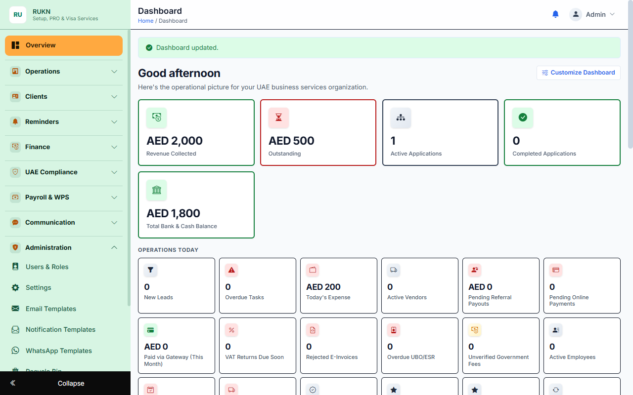 Rukn — The Complete ERP for UAE Business Setup & PRO Firms — screenshot 2