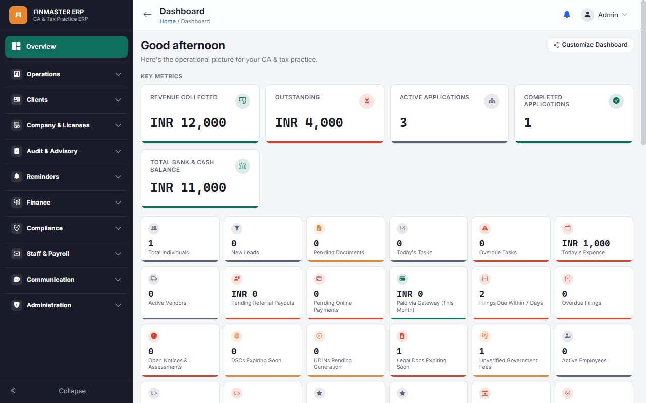 FinMaster ERP — Complete CA & Tax Practice Management Software — screenshot 3