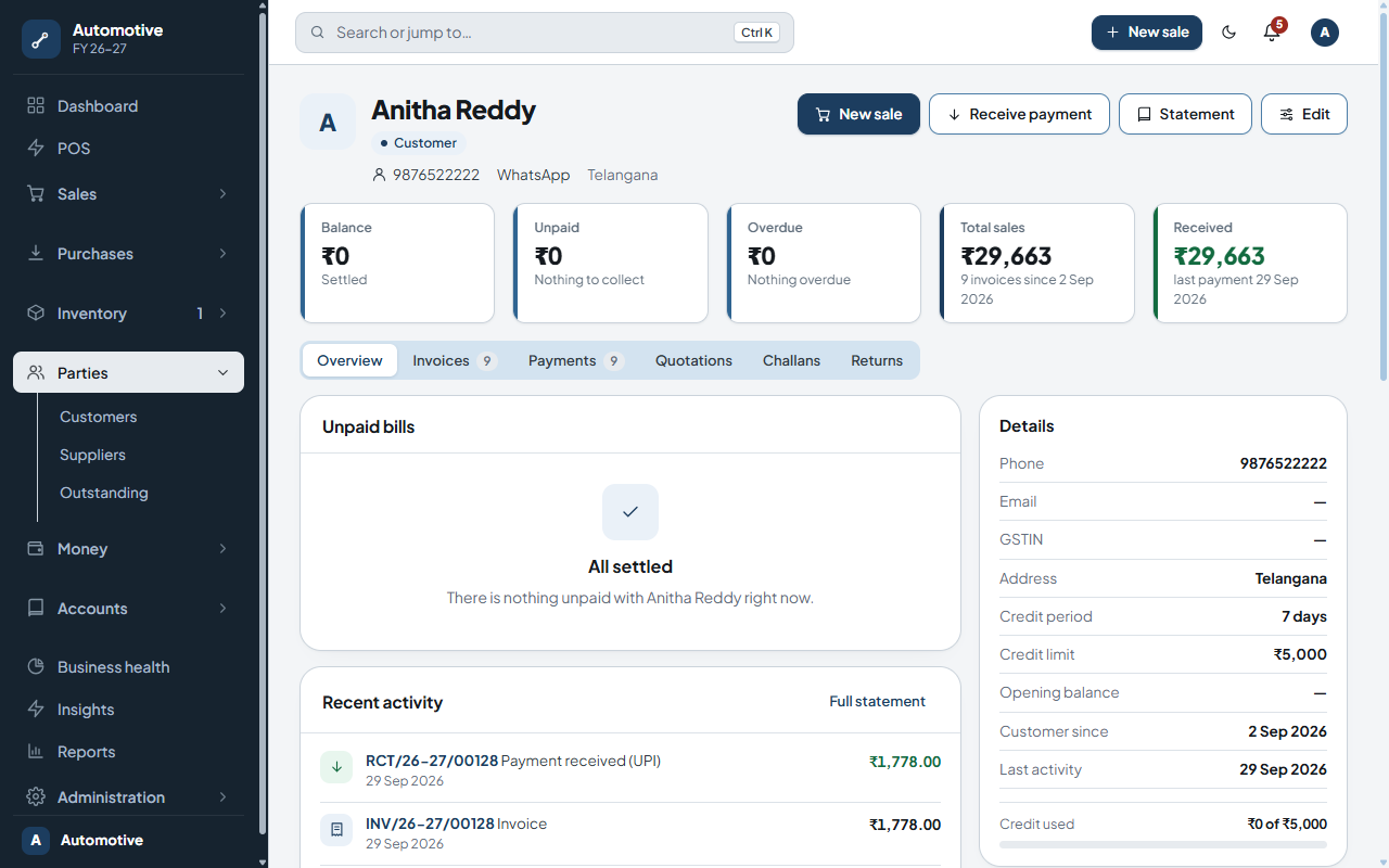 Automotive Spare Parts ERP | Inventory, POS & Business Intelligence — screenshot 2