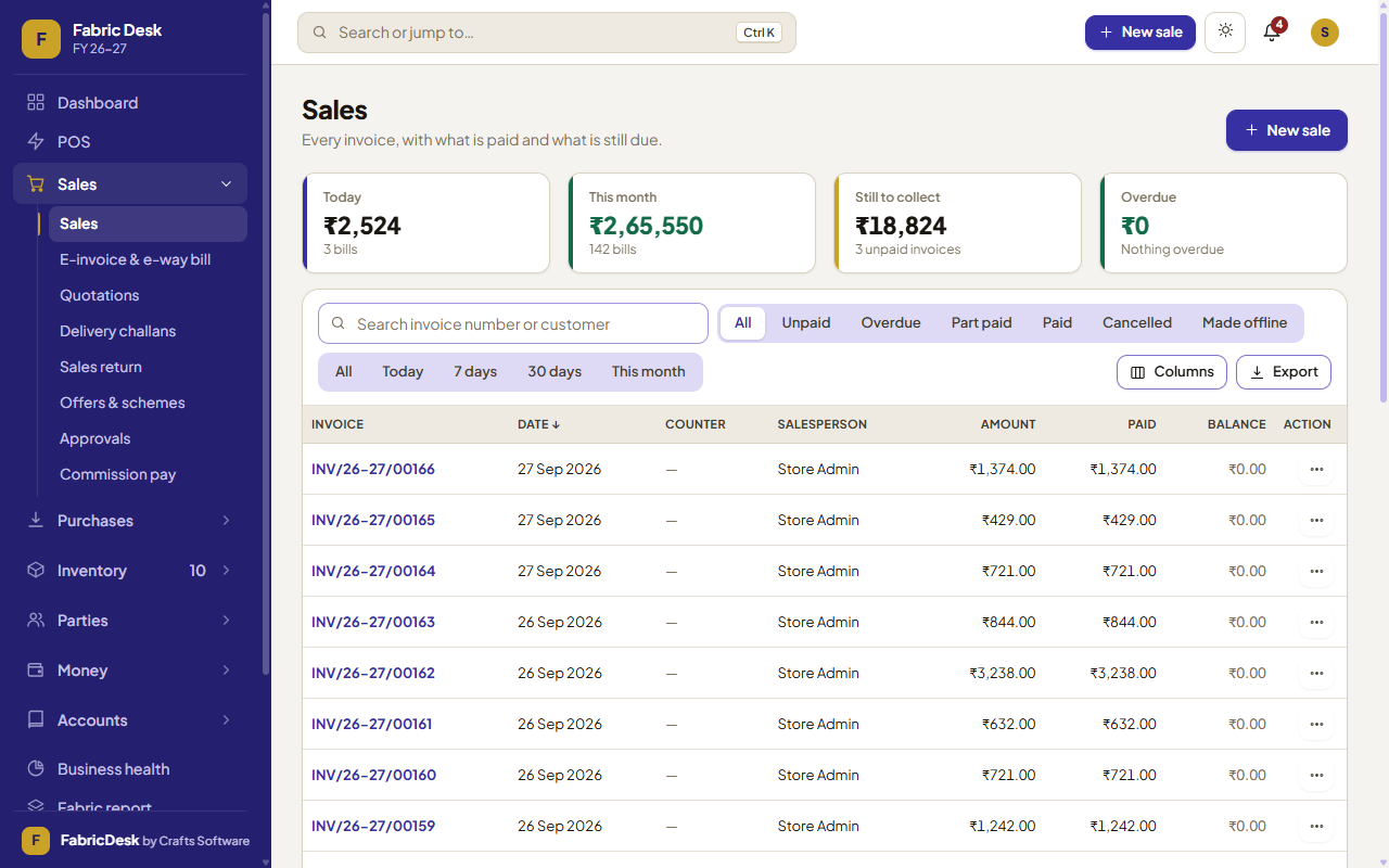 FabricDesk ERP | The Intelligent Fabric Shop Management System — screenshot 6