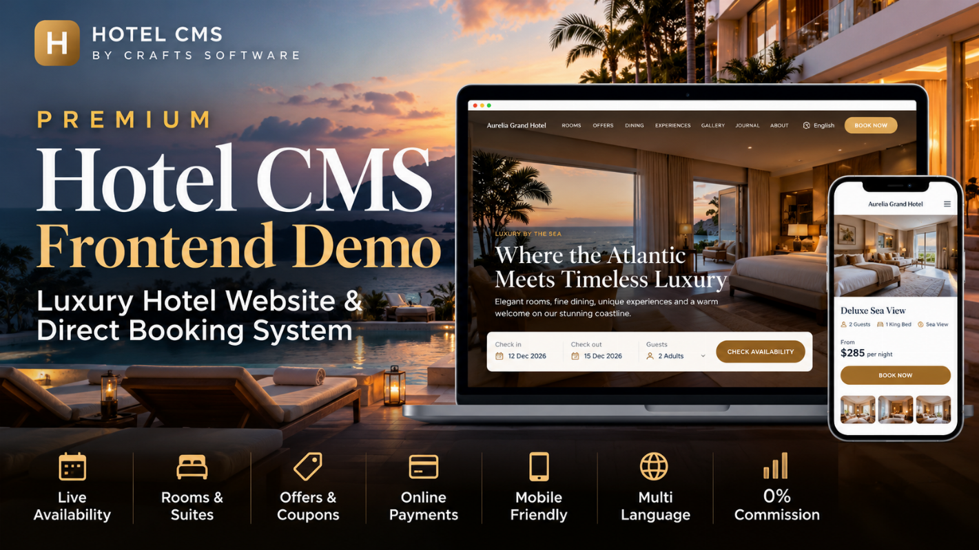 Premium Hotel CMS - Direct Booking, Hotel Website & Management Software