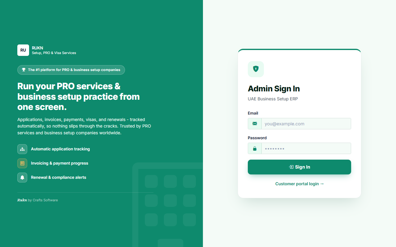 Rukn — The Complete ERP for UAE Business Setup & PRO Firms